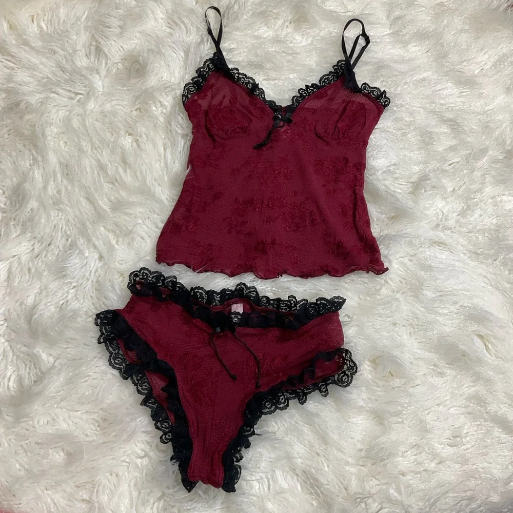 NEW Y2K Victorias Secret Lace Burnout Cami & Panty Set 2003